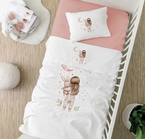 Πικέ Κουβέρτα Κούνιας 110x140 Borea Goodnight Ροζέ