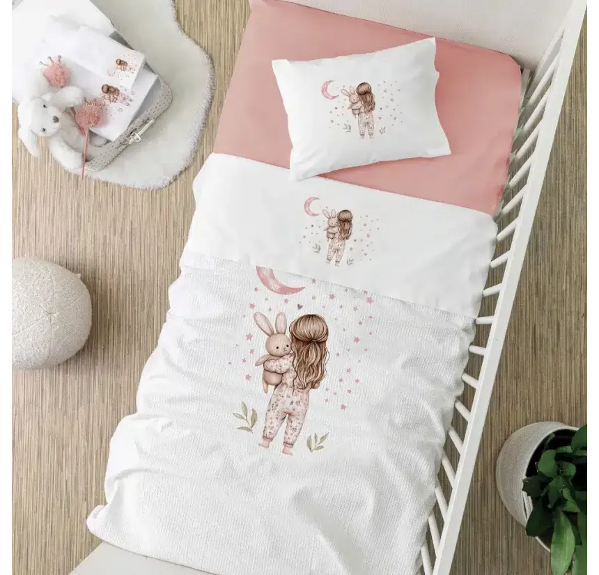 Πικέ Κουβέρτα Κούνιας 110x140 Borea Goodnight Ροζέ