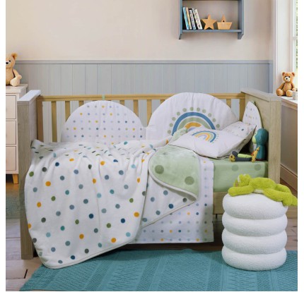 Βρεφική Κουβέρτα Κούνιας 100x140 Nef-Nef Baby Dots Green