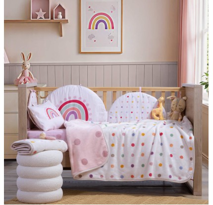 Βρεφική Κουβέρτα Κούνιας 100x140 Nef-Nef Baby Dots Pink