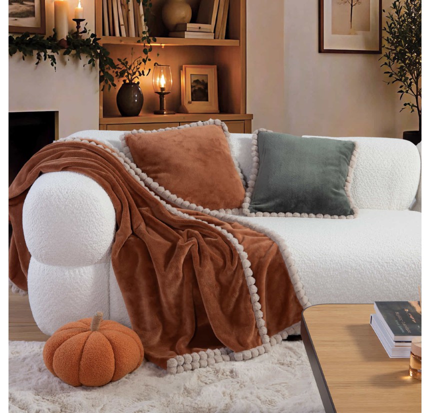 Κουβερτάκι Καναπέ 130x180 Nef-Nef Pompozia Camel