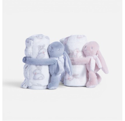 Κουνελάκι & Βρεφική Κουβέρτα Αγκαλιάς Fleece 75x100 Nef-Nef Bunny Boo Ecru/Pink