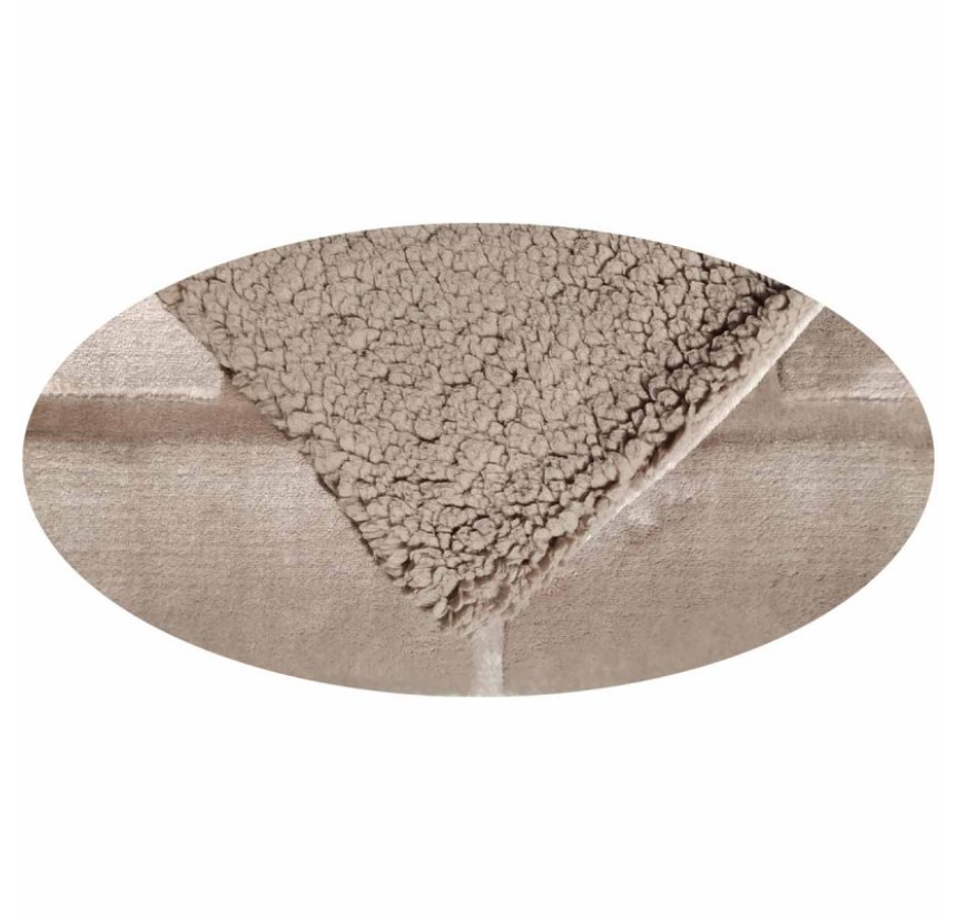 Κουβέρτα Υπέρδιπλη Fleece με Γουνάκι Morven Bari Beige