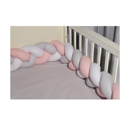 Βρεφική Πλεξούδα - Πάντα Κούνιας Baby Oliver Des 3125 Ροζ/ Λευκό/ Γκρι