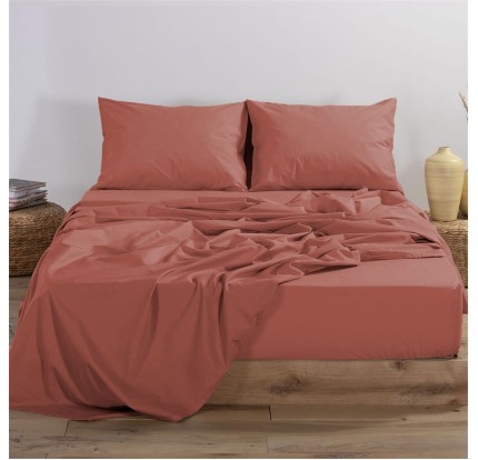 Σεντόνι Μονό με Λάστιχο 100x200+30 Nef-Nef Basic Terracota