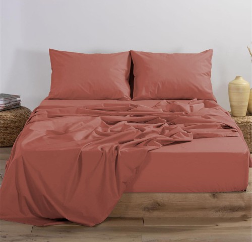Σεντόνι Μονό με Λάστιχο 100x200+30 Nef-Nef Basic Terracota