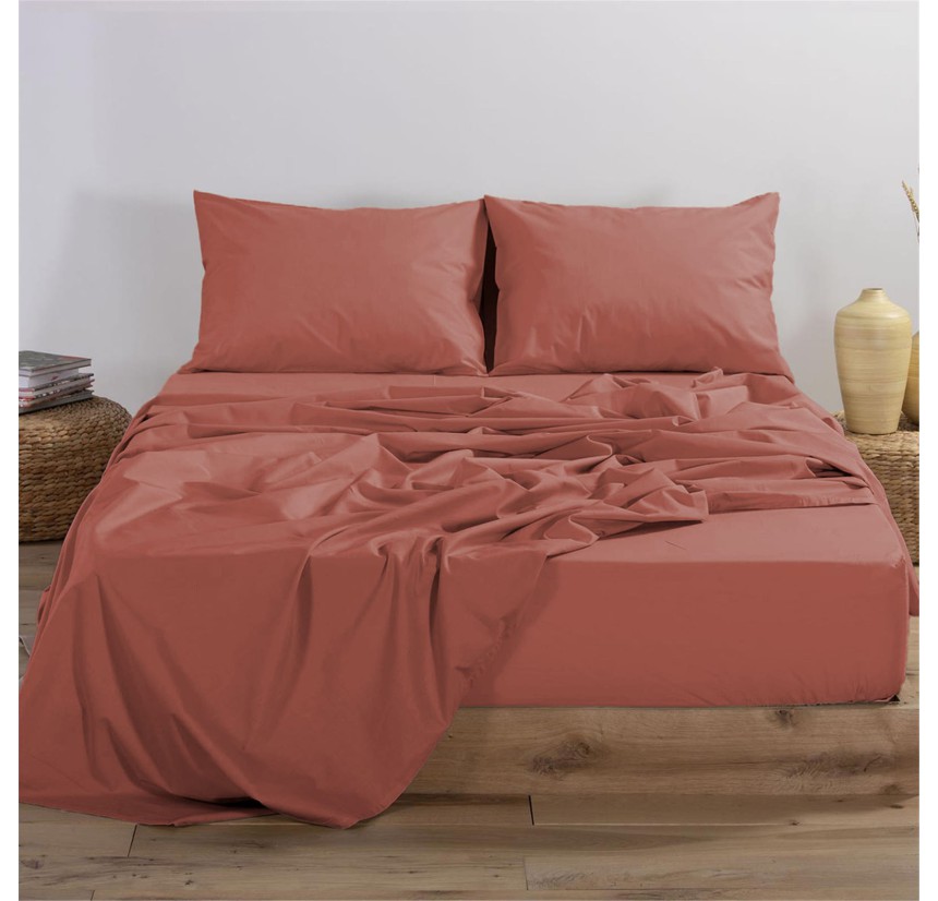 Σεντόνι Μονό με Λάστιχο 100x200+30 Nef-Nef Basic Terracota
