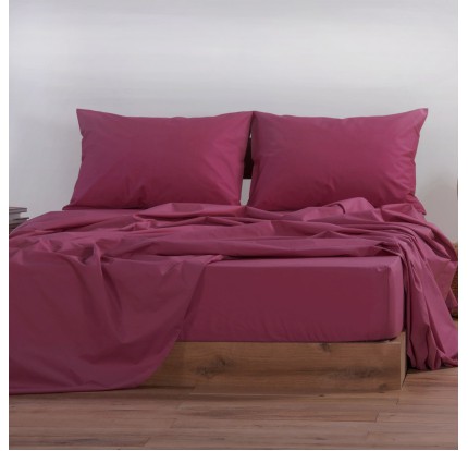 Σεντόνι Μονό με Λάστιχο 100x200+30 Nef-Nef Basic Bordo