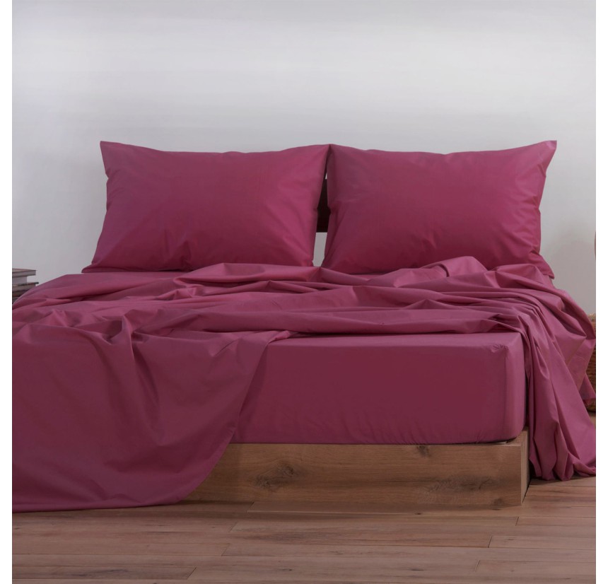 Σεντόνι Μονό με Λάστιχο 100x200+30 Nef-Nef Basic Bordo
