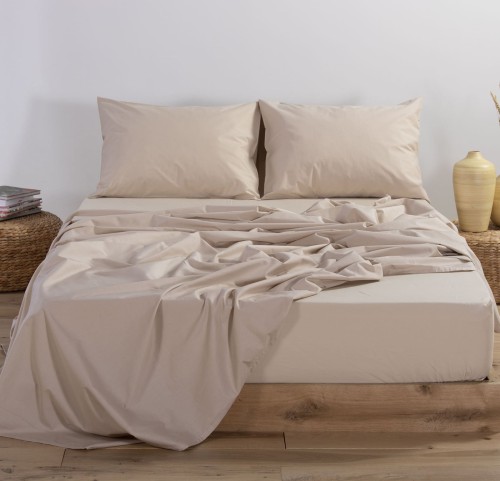 Σεντόνι Μονό με Λάστιχο 100x200+30 Nef-Nef Basic Beige