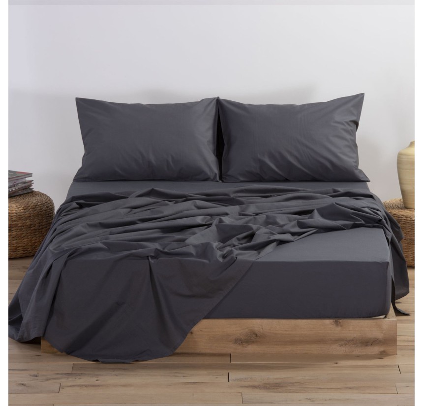 Σεντόνι Υπέρδιπλο με Λάστιχο 160x200+30 Nef-Nef Basic Dark Grey