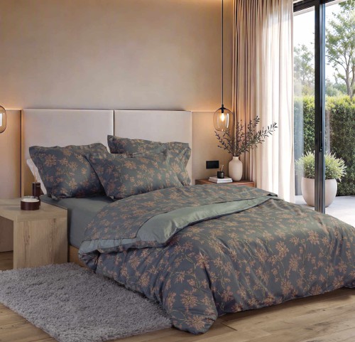 Σεντόνια Υπέρδιπλα (Σετ) Βαμβακοσατέν Nef - Nef Foxy Grey/Blue