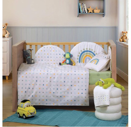 Σεντόνια Κούνιας (Σετ) Nef-Nef Baby Dots Ecru/ Green