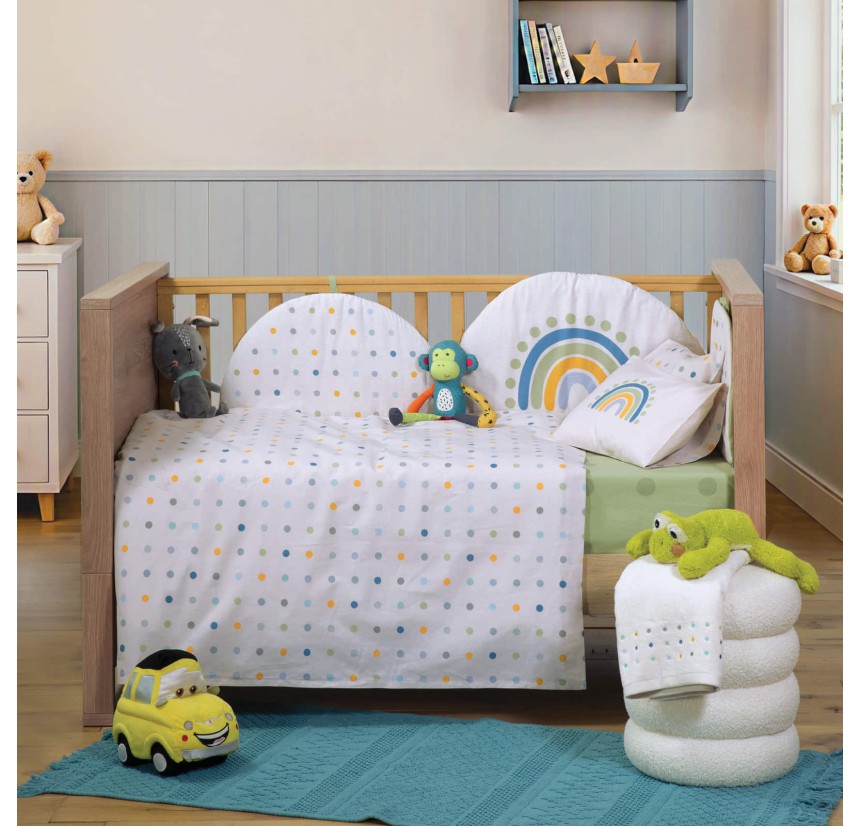 Σεντόνια Κούνιας (Σετ) Nef-Nef Baby Dots Ecru/ Green