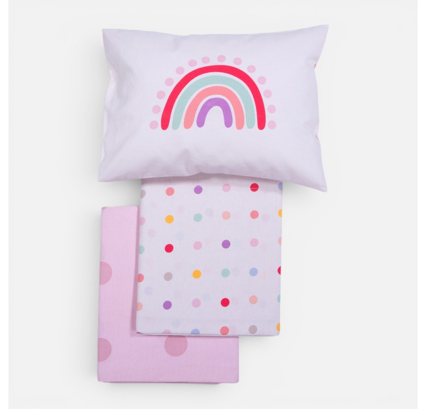 Σεντόνια Κούνιας (Σετ) Nef-Nef Baby Dots Ecru/ Pink