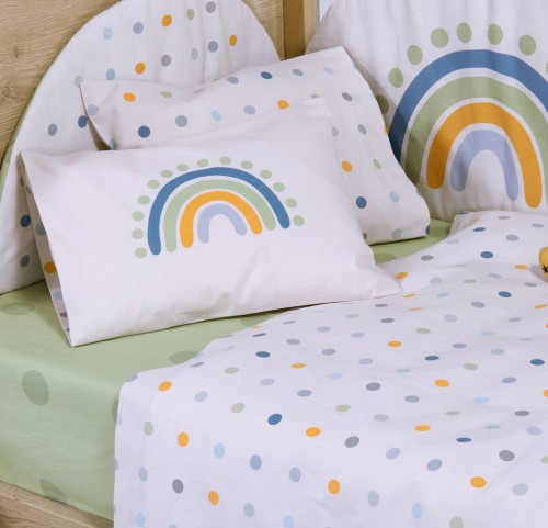 Σεντόνια Κούνιας (Σετ) Nef-Nef Baby Dots Ecru/ Green