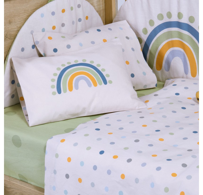 Σεντόνια Κούνιας (Σετ) Nef-Nef Baby Dots Ecru/ Green