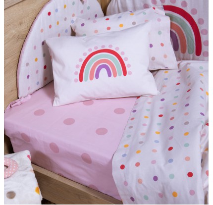Σεντόνια Κούνιας (Σετ) Nef-Nef Baby Dots Ecru/ Pink