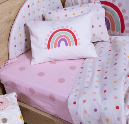 Σεντόνια Κούνιας (Σετ) Nef-Nef Baby Dots Ecru/ Pink