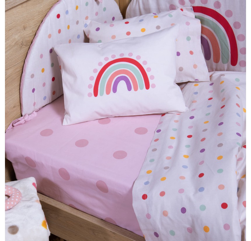 Σεντόνια Κούνιας (Σετ) Nef-Nef Baby Dots Ecru/ Pink
