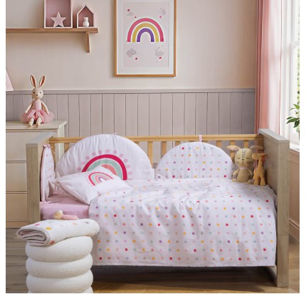 Σεντόνια Κούνιας (Σετ) Nef-Nef Baby Dots Ecru/ Pink