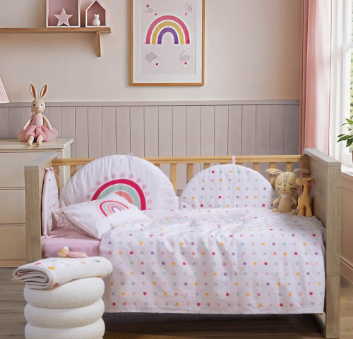 Σεντόνια Κούνιας (Σετ) Nef-Nef Baby Dots Ecru/ Pink