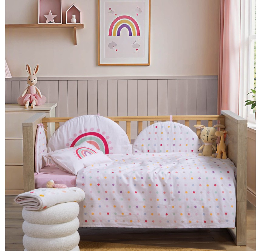 Σεντόνια Κούνιας (Σετ) Nef-Nef Baby Dots Ecru/ Pink Σεντόνια Κούνιας (Σετ) Nef-Nef Baby Dots Ecru/ Pink