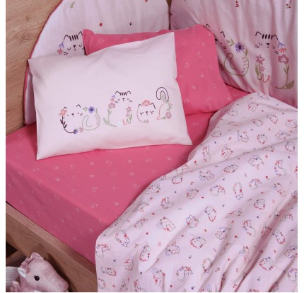 Σεντόνια Κούνιας (Σετ) Nef-Nef Cats Are Perfect Pink