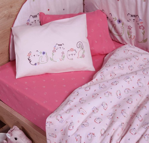 Σεντόνια Κούνιας (Σετ) Nef-Nef Cats Are Perfect Pink