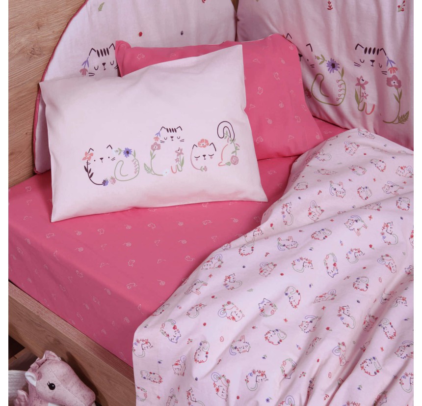 Σεντόνια Κούνιας (Σετ) Nef-Nef Cats Are Perfect Pink