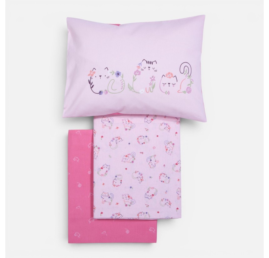 Σεντόνια Κούνιας (Σετ) Nef-Nef Cats Are Perfect Pink