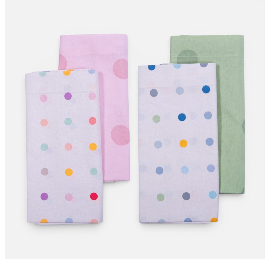 Σεντόνια Λίκνου (Σετ) Nef-Nef Baby Dots Ecru/ Green