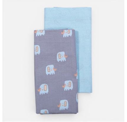 Σεντόνια Λίκνου (Σετ) Nef-Nef Elephants Grey