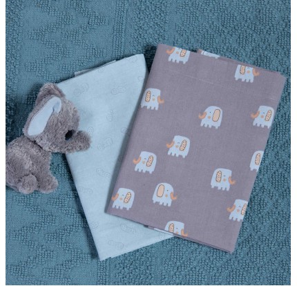Σεντόνια Λίκνου (Σετ) Nef-Nef Elephants Grey