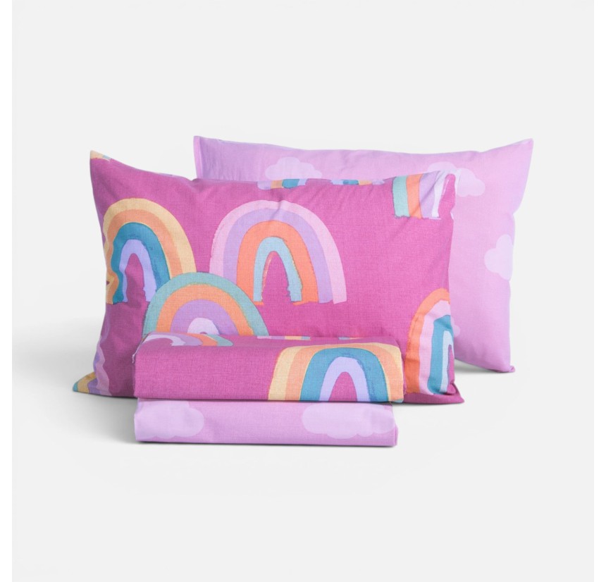 Παπλωματοθήκη Παιδική Μονή (Σετ)  Nef - Nef Rainbow Mood Fuchsia