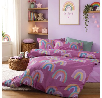 Παπλωματοθήκη Παιδική Μονή (Σετ)  Nef - Nef Rainbow Mood Fuchsia